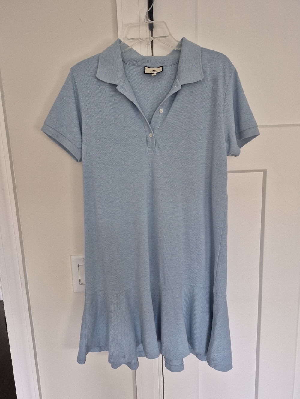 Tuckernuck Dress May Polo Light Blue Pique Ruffle Hem Mini Size M - Picture 9 of 16